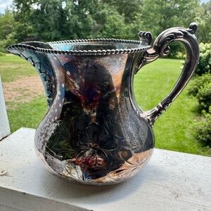 Antique Taunton Silver Quadruple Plate floral creamer Marked/Numbered 02903